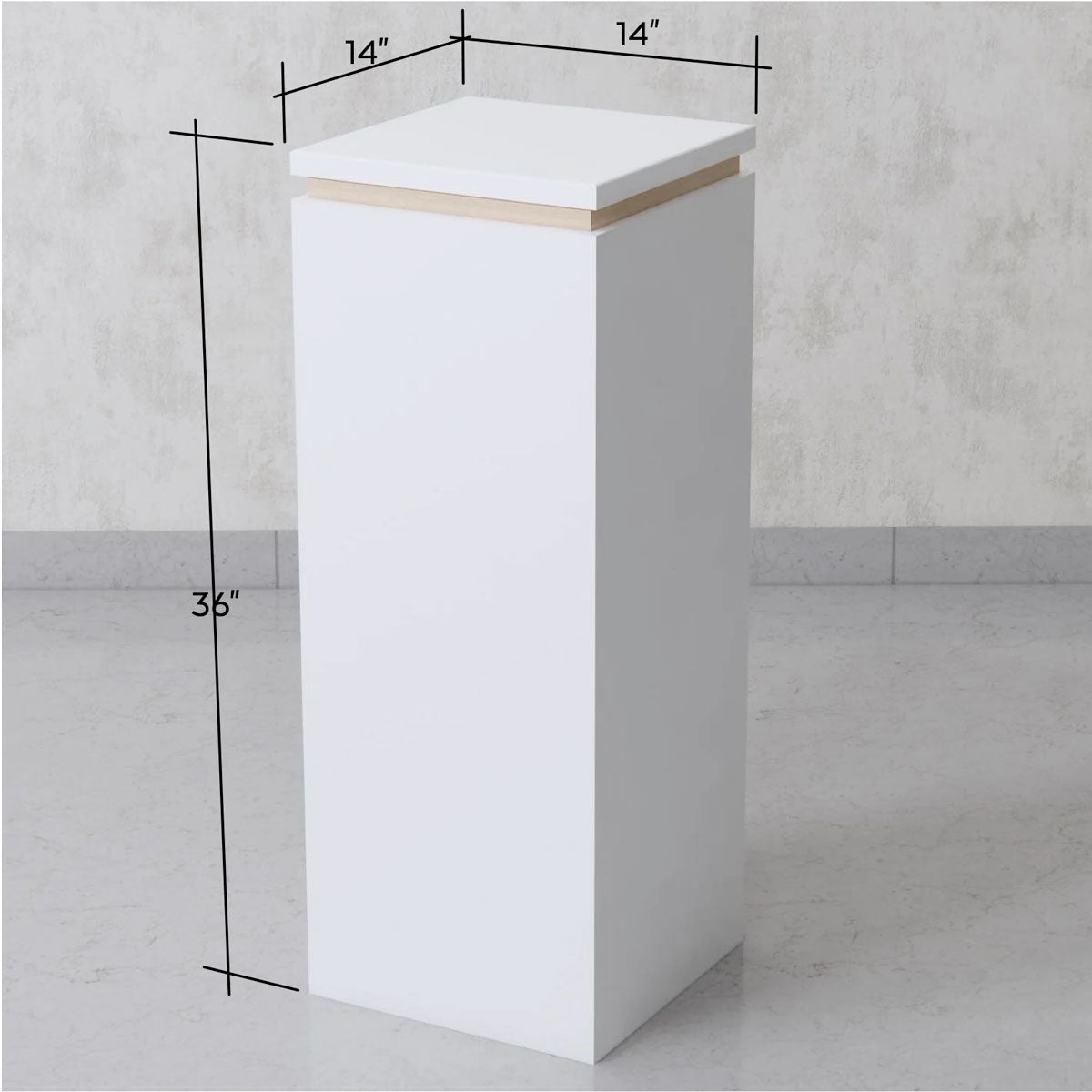 Cube Display Pedestal with Wood Trim 14"x14"x36"