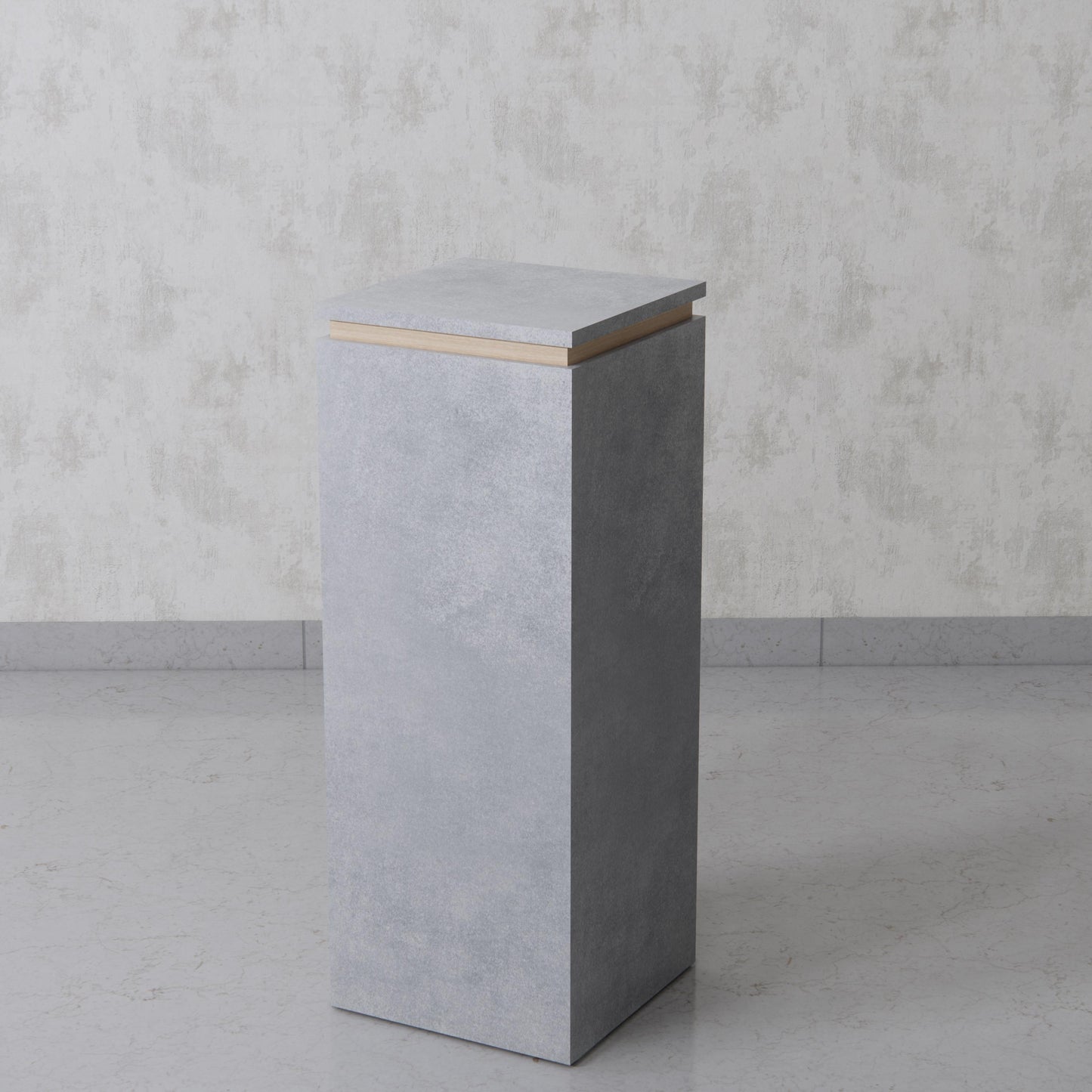 Cube Display Pedestal with Wood Trim 14"x14"x36"