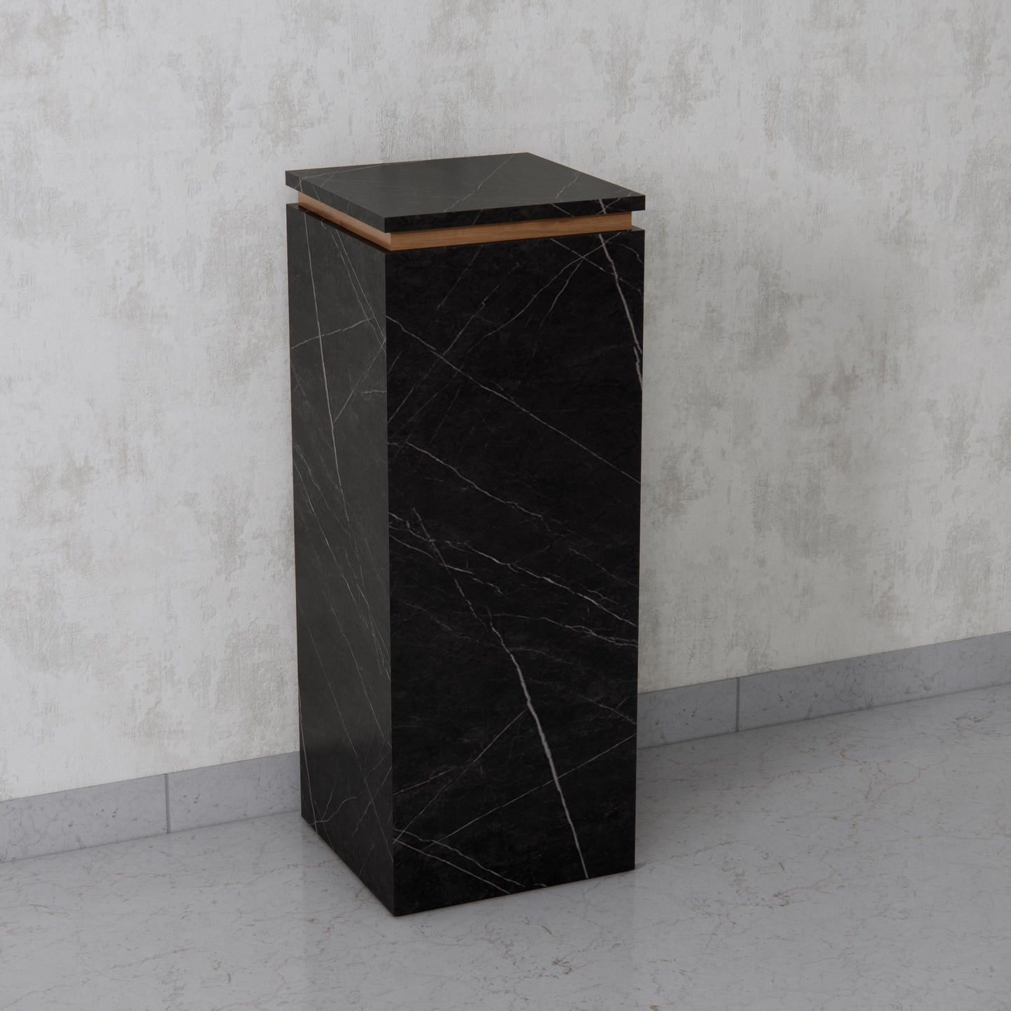 Cube Display Pedestal with Wood Trim 14"x14"x36"
